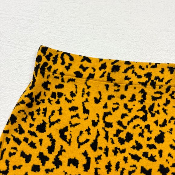 O.Vianca Leopard Knit Mini Skirt Mustard Black, Size Small - Picture 2 of 7